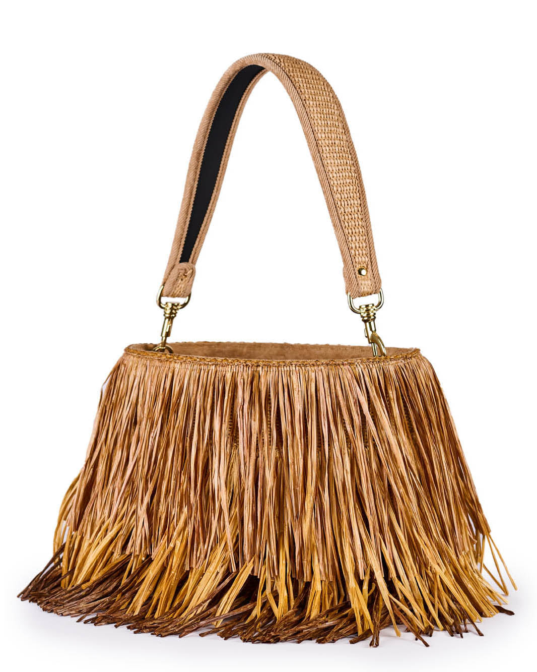 Jasmin Fringe Brown Raffia Crossbody Bag