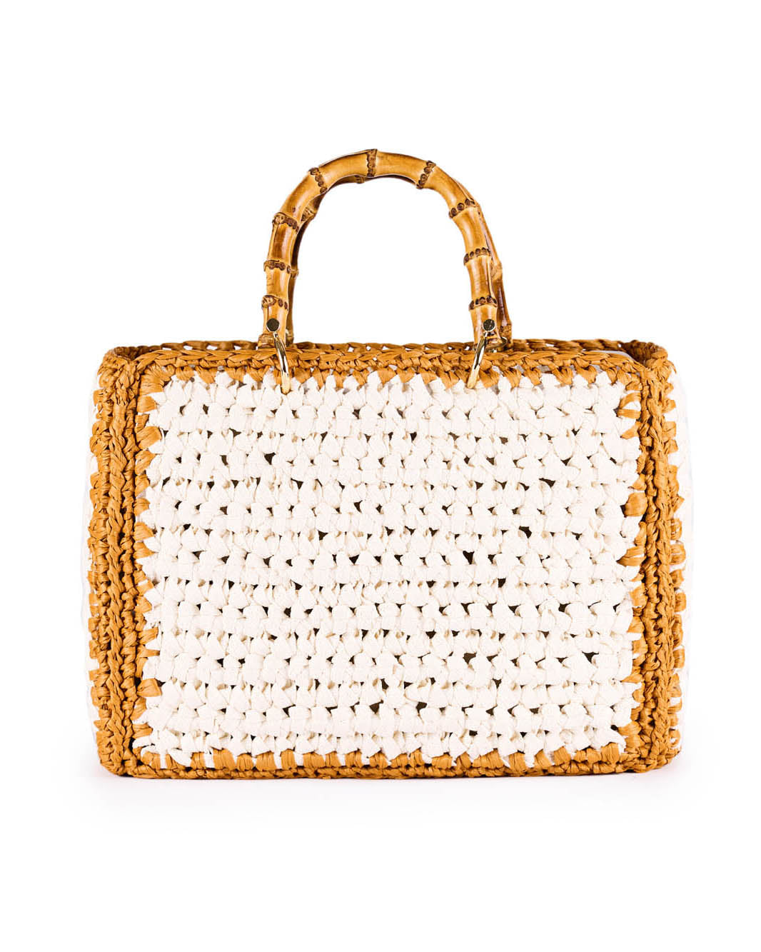 Milos Crochet White Bamboo Handbag