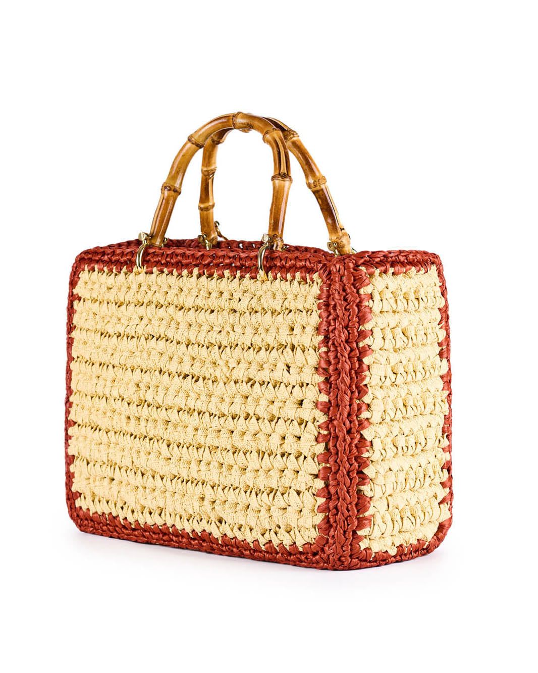 Milos Crochet White Bamboo Handbag