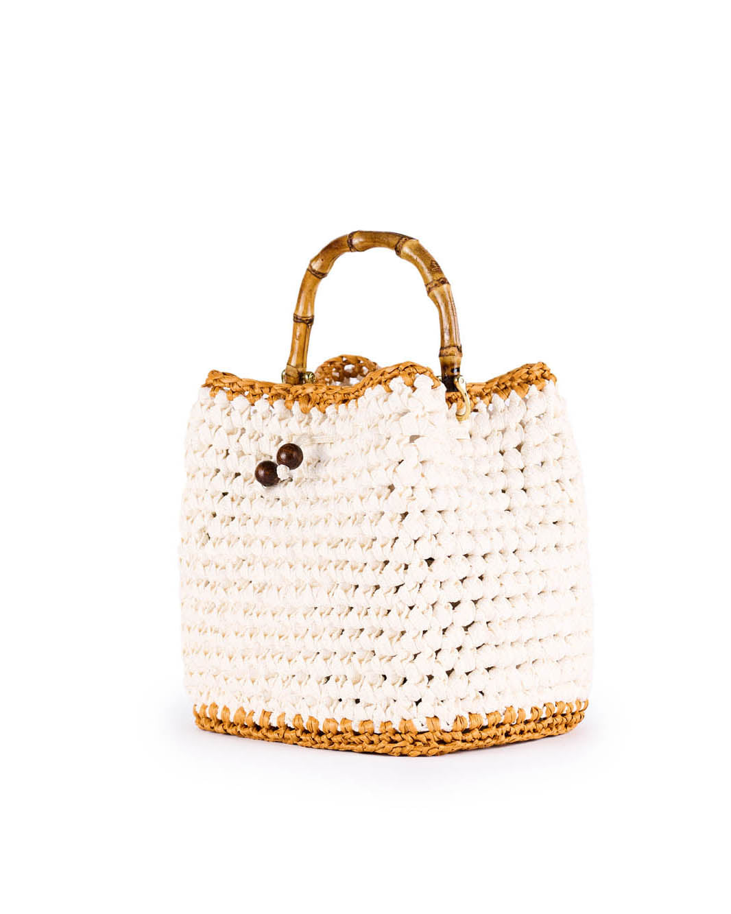 Naxos Crochet White Bamboo Handbag