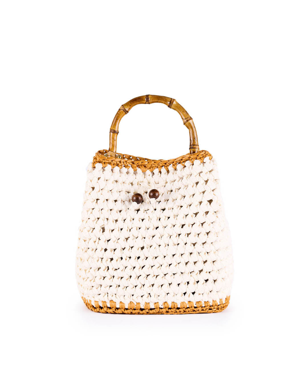 Naxos Crochet White Bamboo Handbag