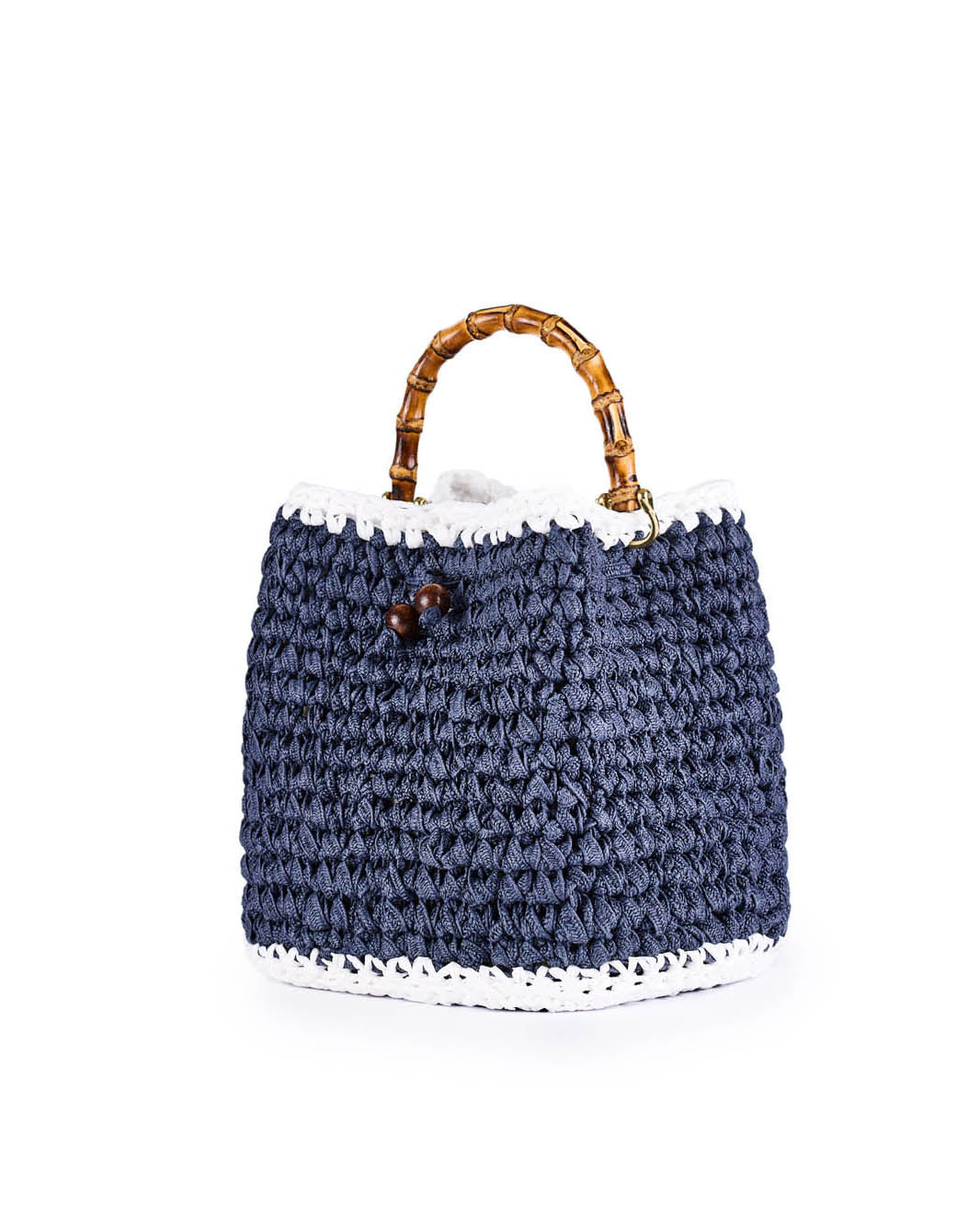 Naxos Crochet White Bamboo Handbag