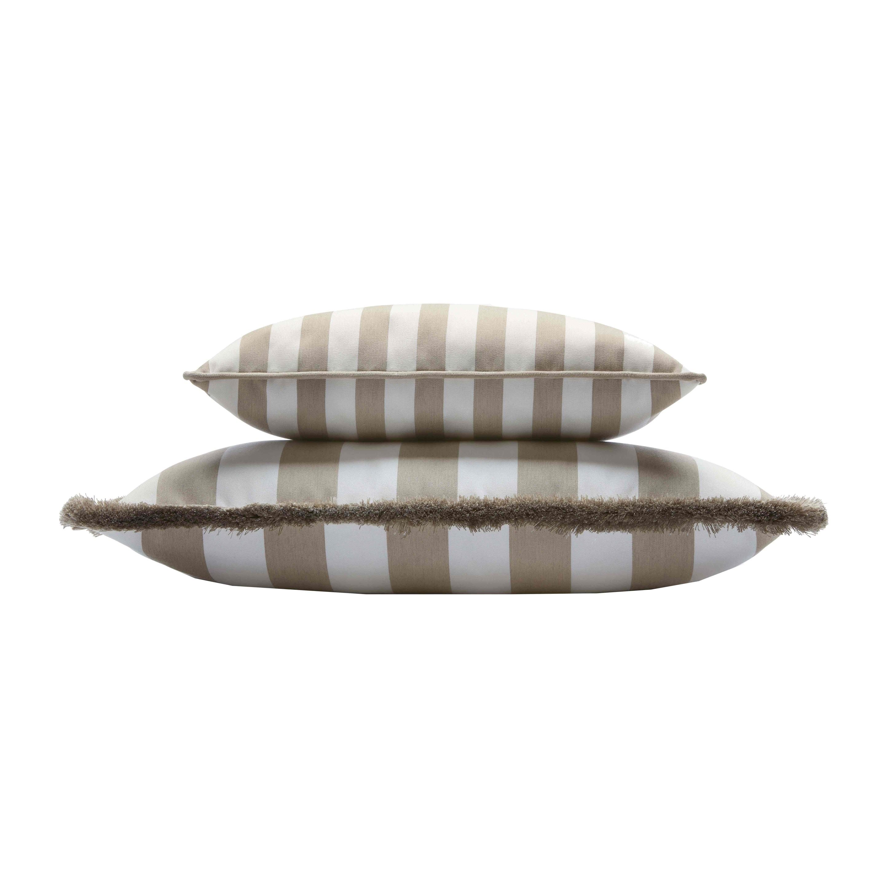 Lo Decor Luxury Water-Repellent Striped Cushions with Fringes - Beige