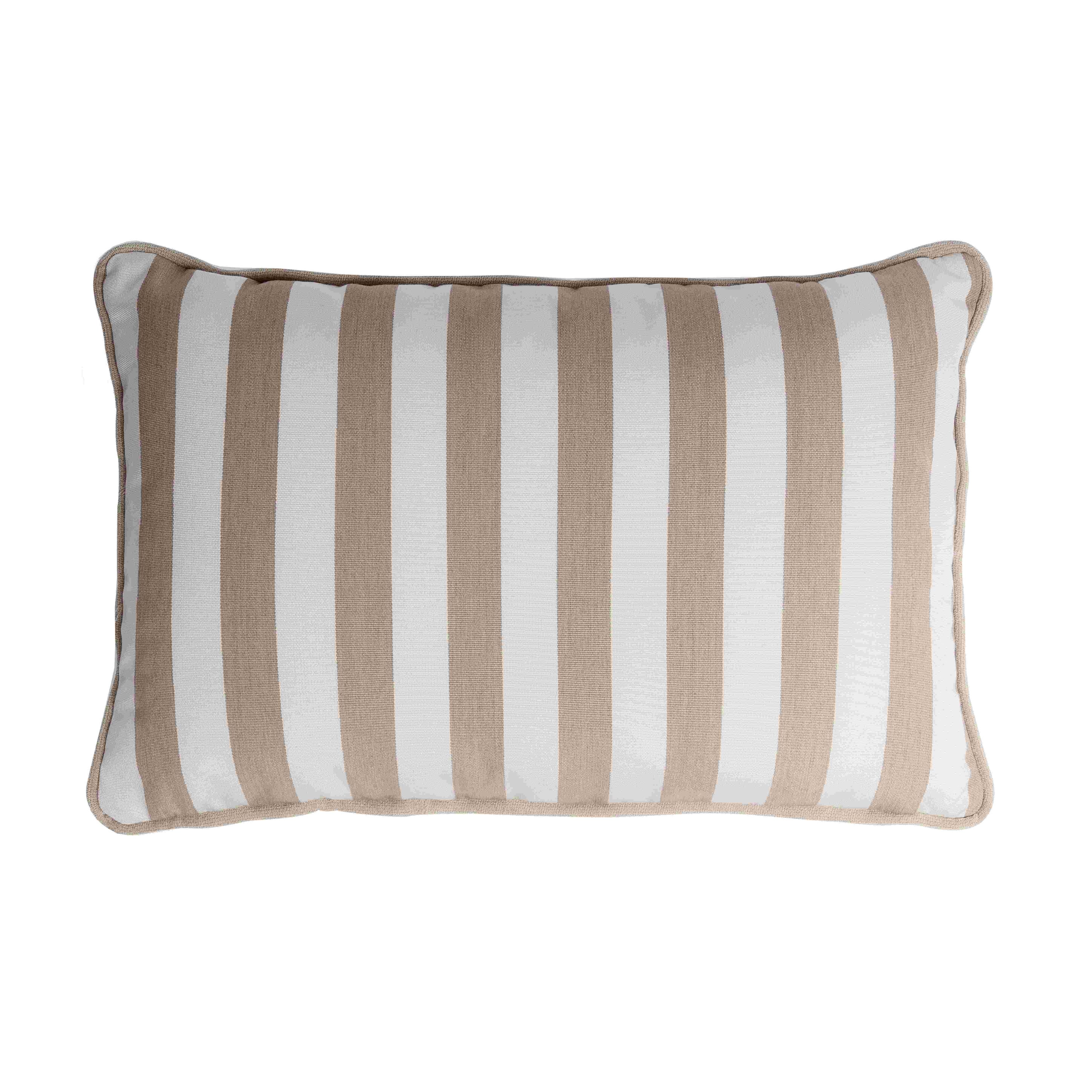 Beige Striped Luxury Outdoor-Indoor Pillow by Lo Decor
