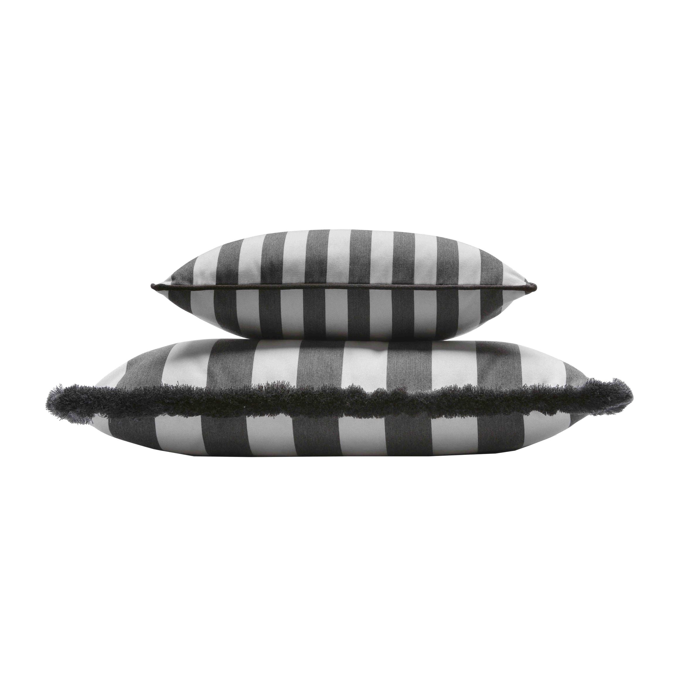 Lo Decor Carbon Striped Fringed Cushions