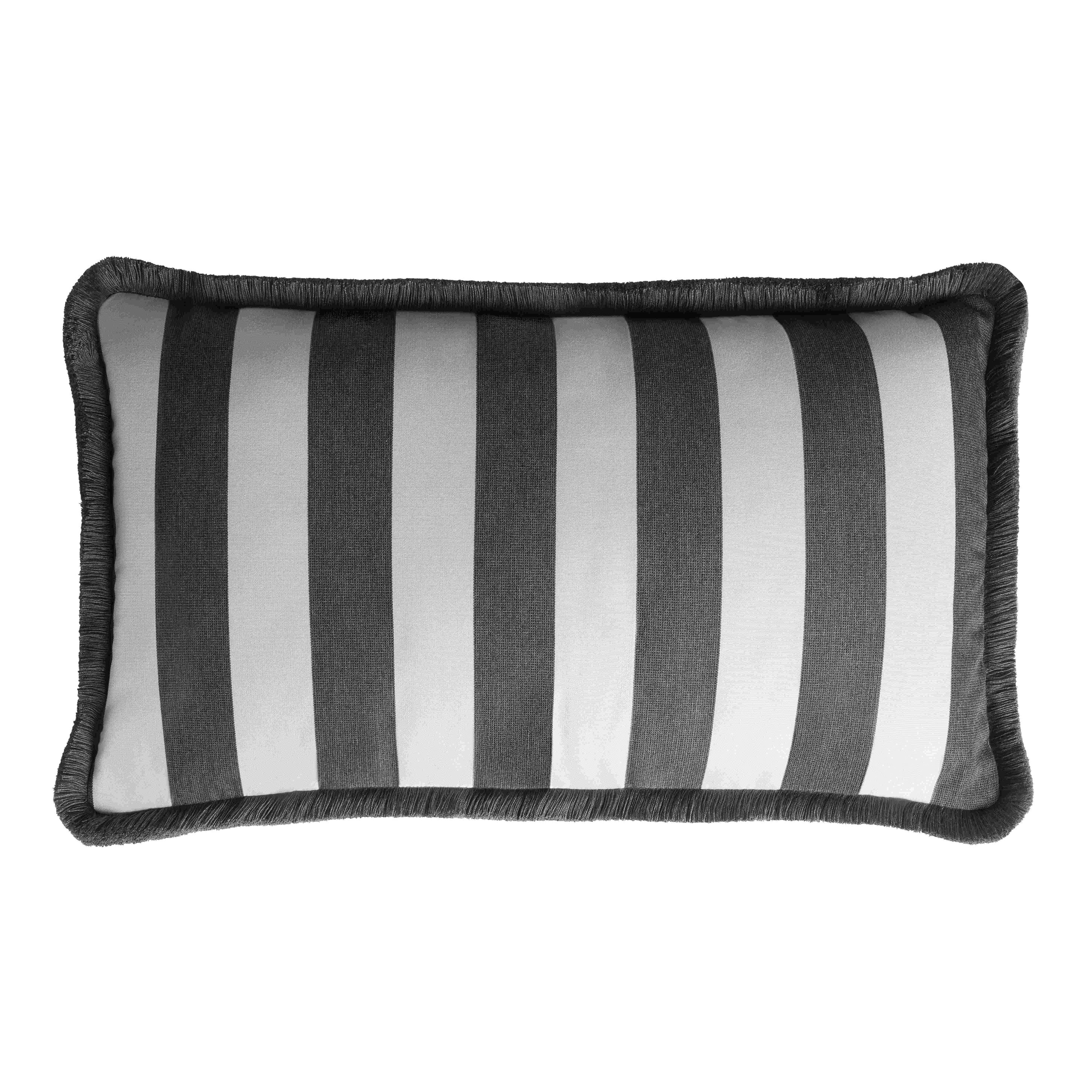 Carbon Fringed Luxury Pillow by LO Decor