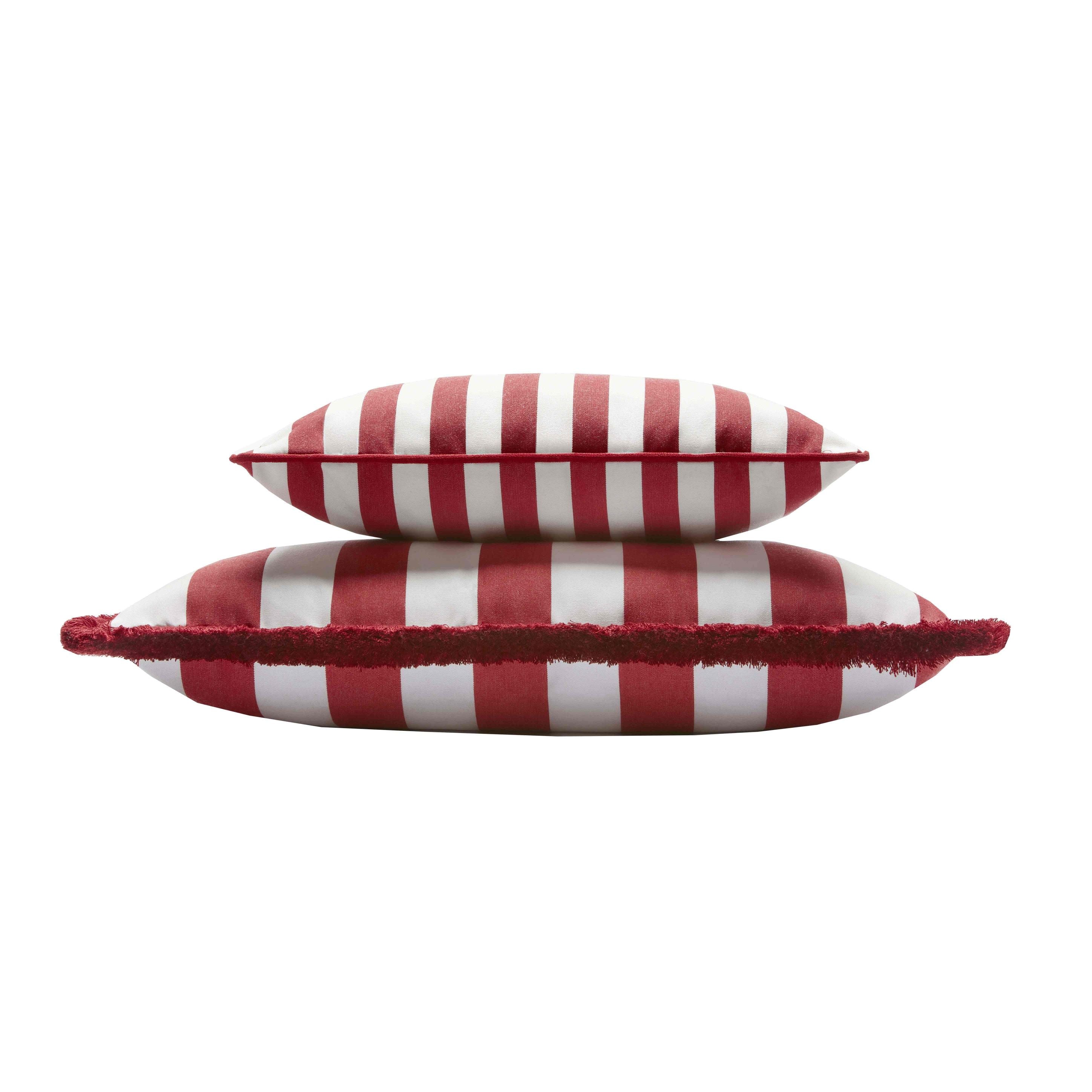 Lo Decor Red Striped Fringed Cushions
