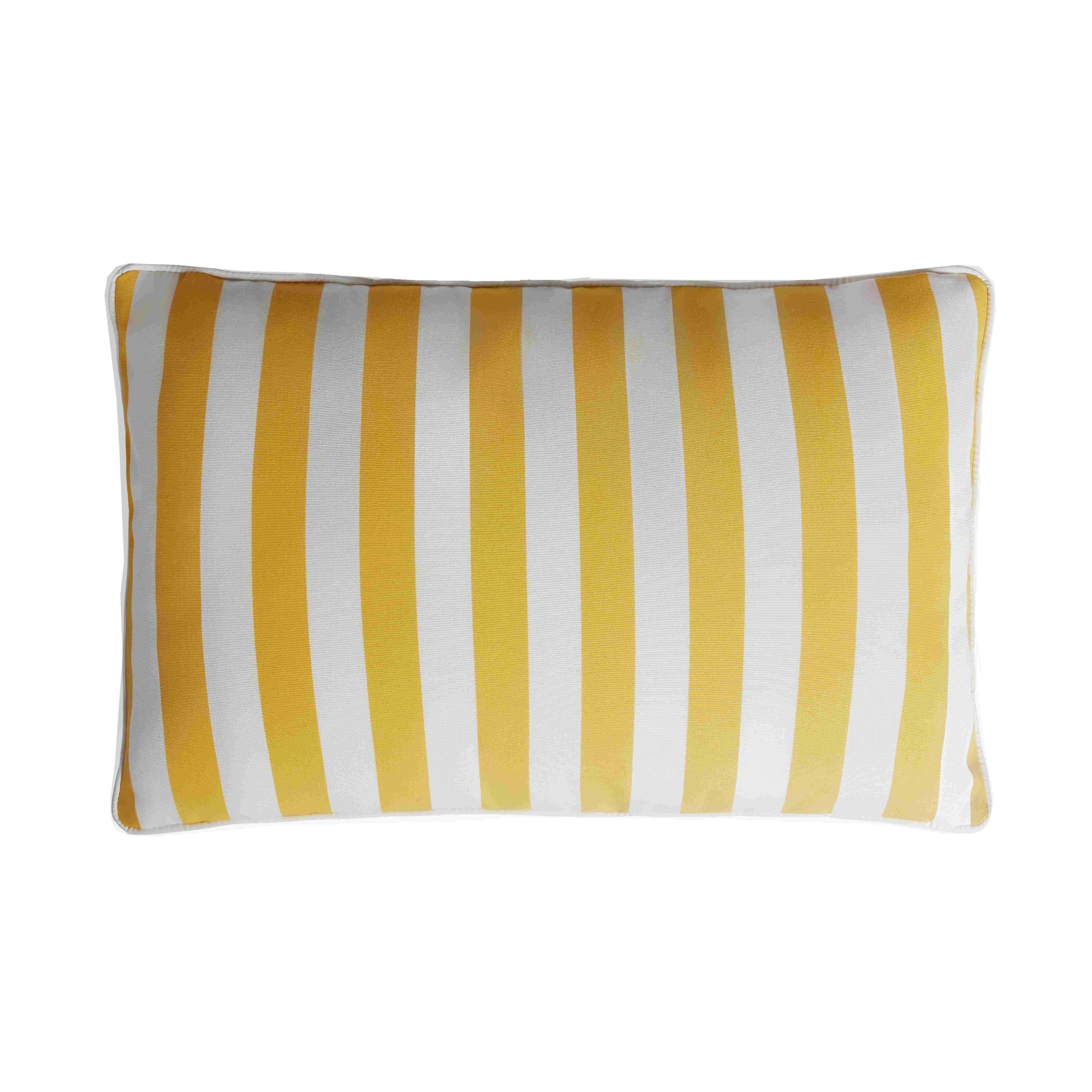 Lo Decor Yellow Striped Happy Pillow with Piping