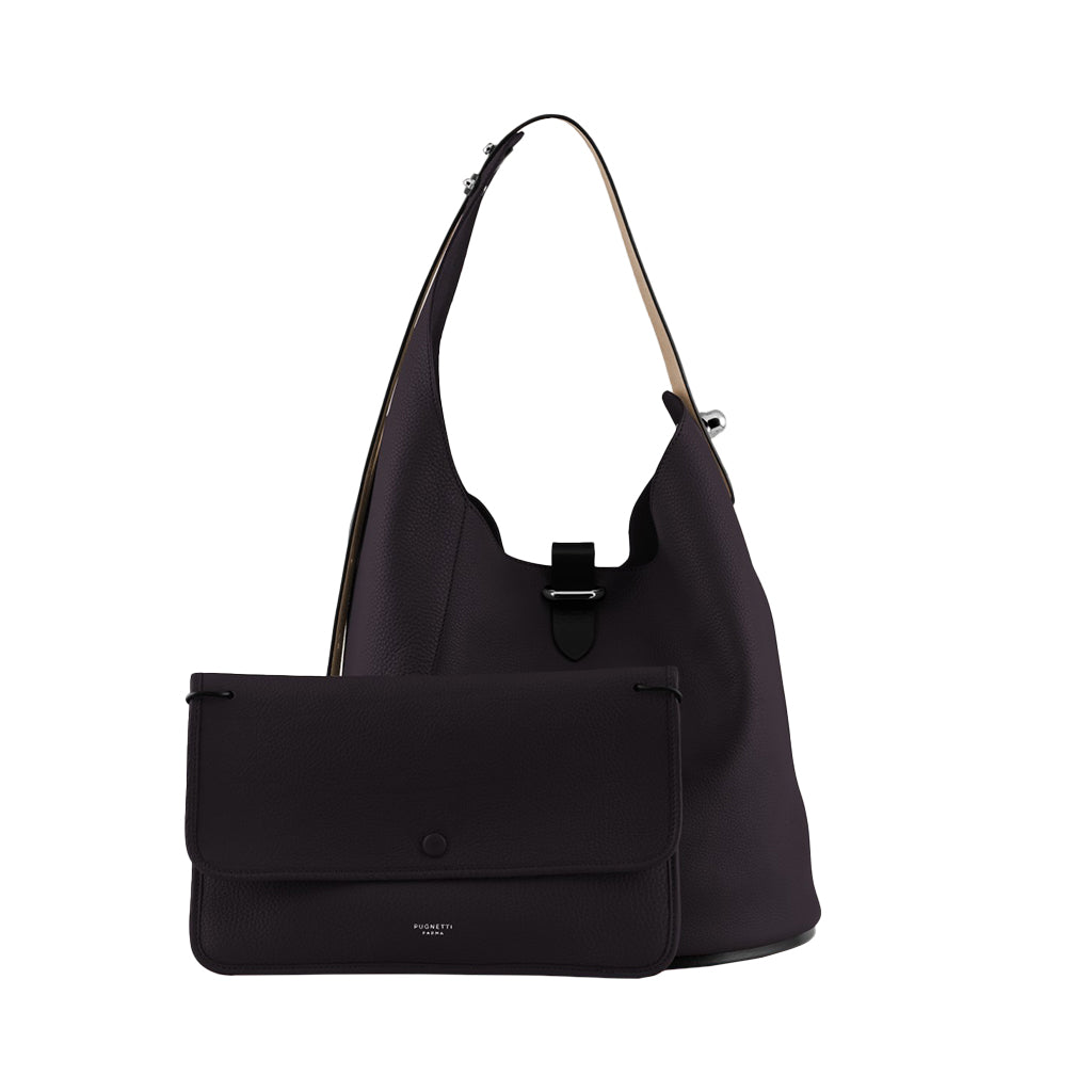 Pugnetti Parma Smami Calfskin Shoulder Bag with Detachable Pochette