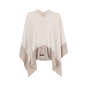Lorena Two-Tone Cashmere V-Neck Poncho by Curling Collection