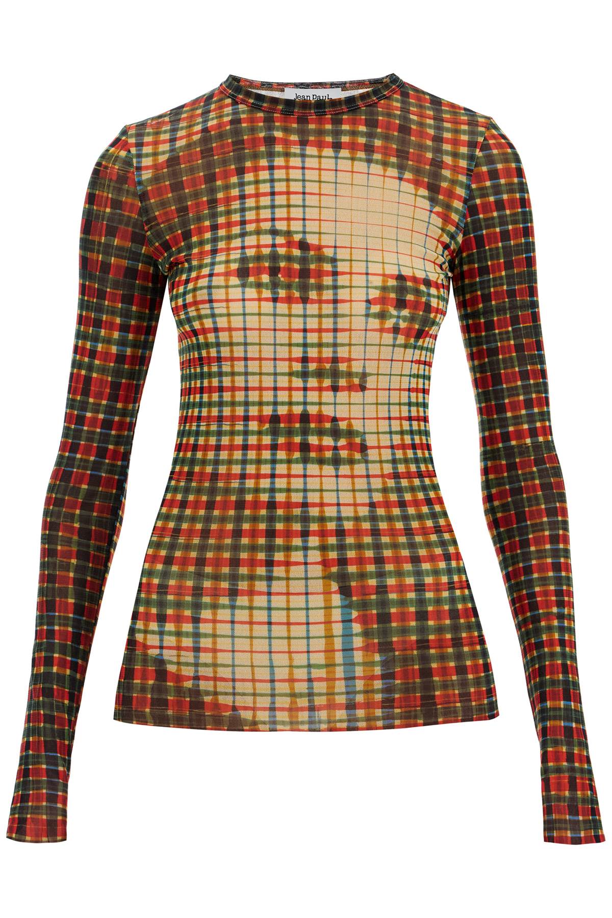 JEAN PAUL GAULTIER mesh tartan face top with unique