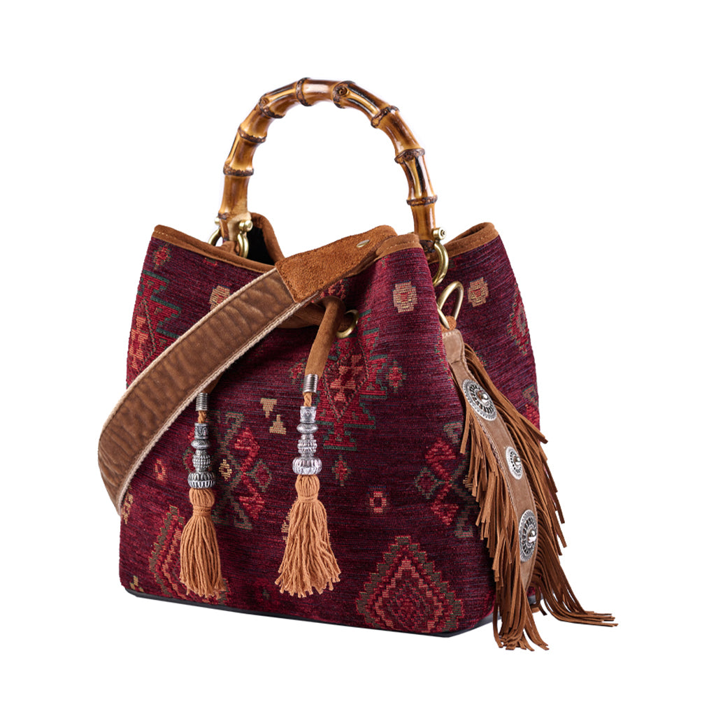 Cayos Maya Velvet Jacquard Bucket Bag by Viamailbag