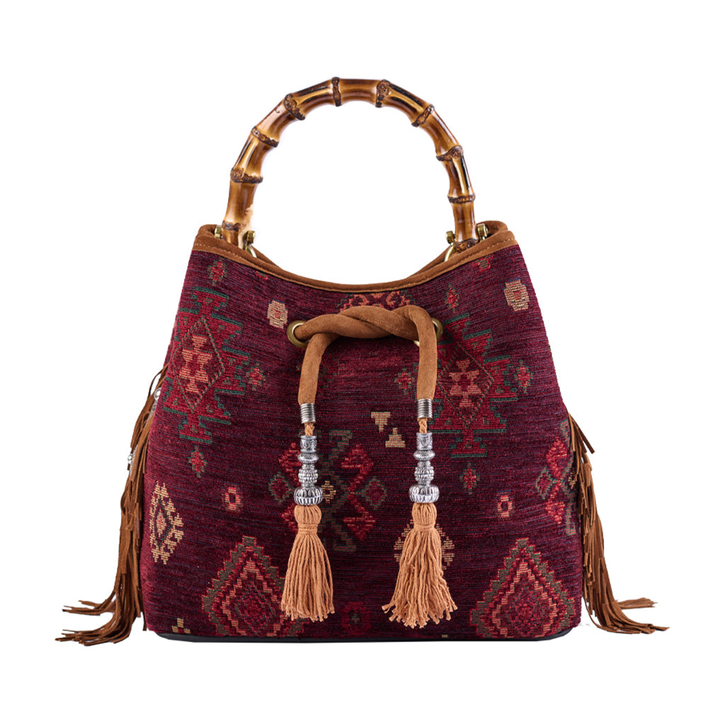 Cayos Maya Velvet Jacquard Bucket Bag by Viamailbag