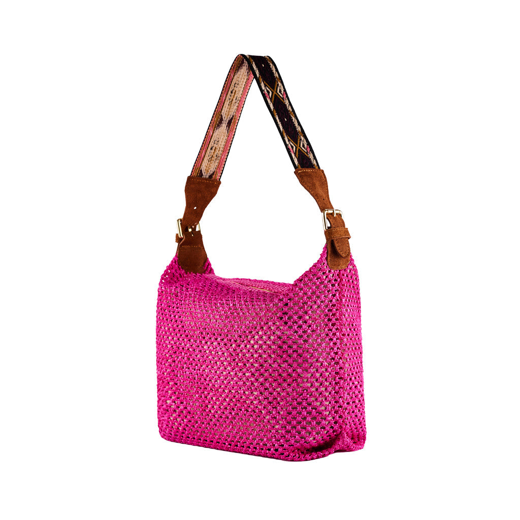 Maya Crochet Raffia Shoulder Bag by ViaMailBag