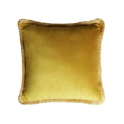 Lo Decor Major Collection Mustard Fringe Velvet Cushion