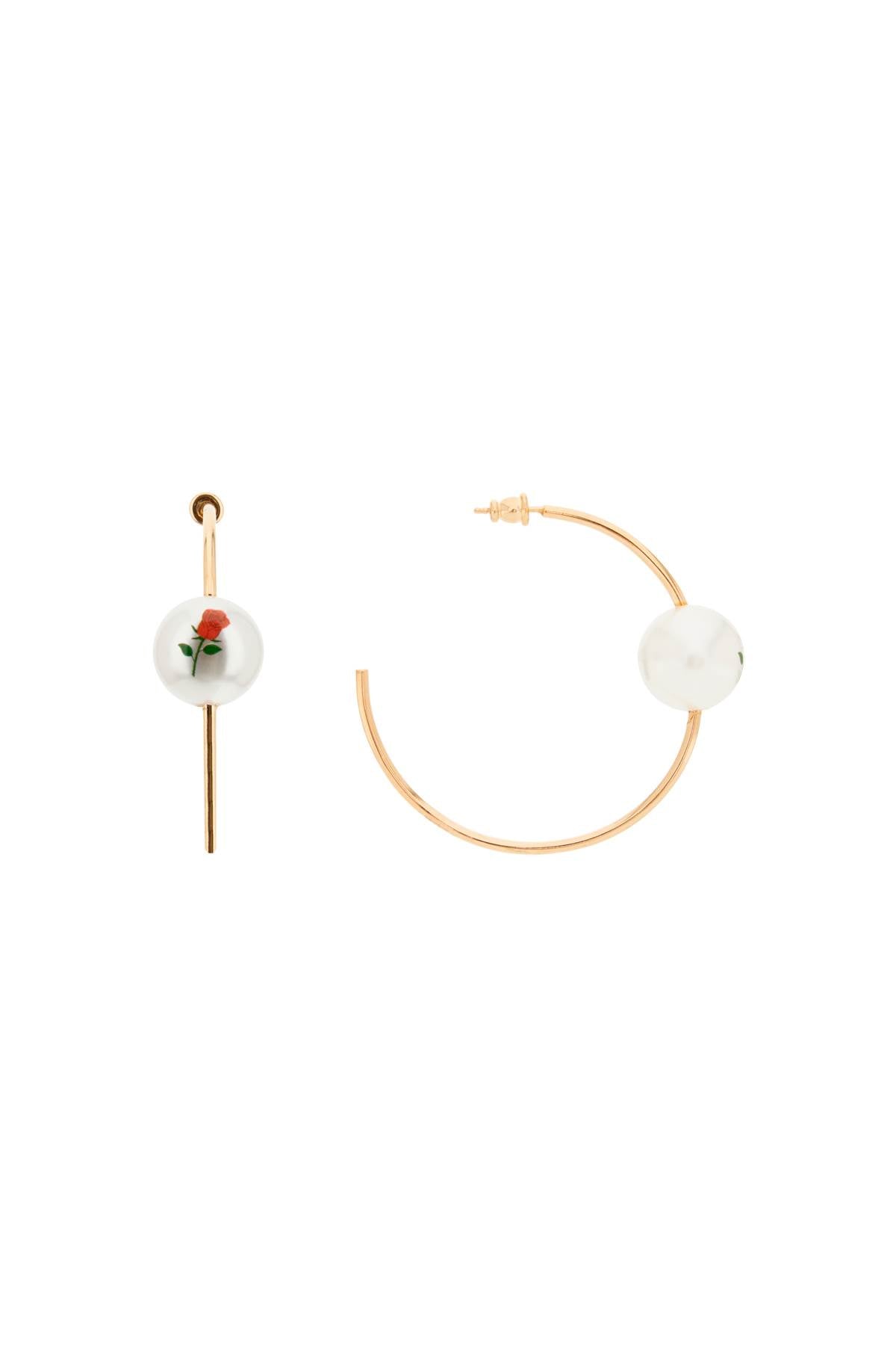 Saf Safu 'Pearl & Roses' Hoop Earrings   Gold