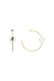 Saf Safu 'Pearl & Roses' Hoop Earrings   Gold