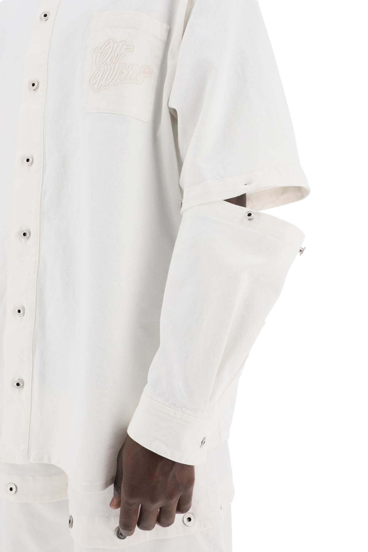 Off White Convertible Overshirt With 90's   White