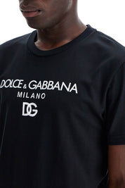 Dolce & Gabbana "dg Embroidered T Shirt With Lettering Logo Print   Black