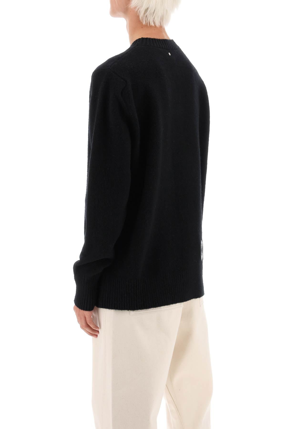 Oamc Wool Sweater With Jacquard Logo   Black