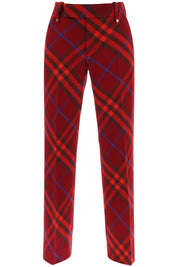 Burberry Check Wool Pants   Red