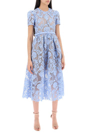 Self Portrait Floral Lace Midi Dress With Eight   Light Blue