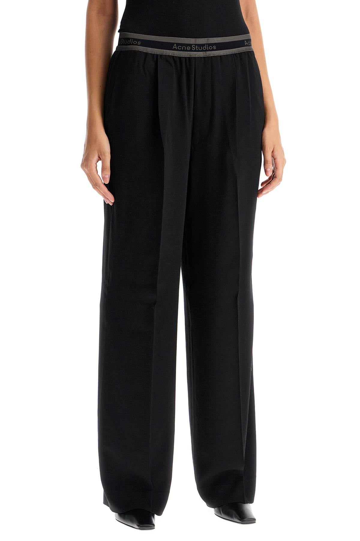 Acne Studios Wide Twill Pants With Elastic Waistband   Black