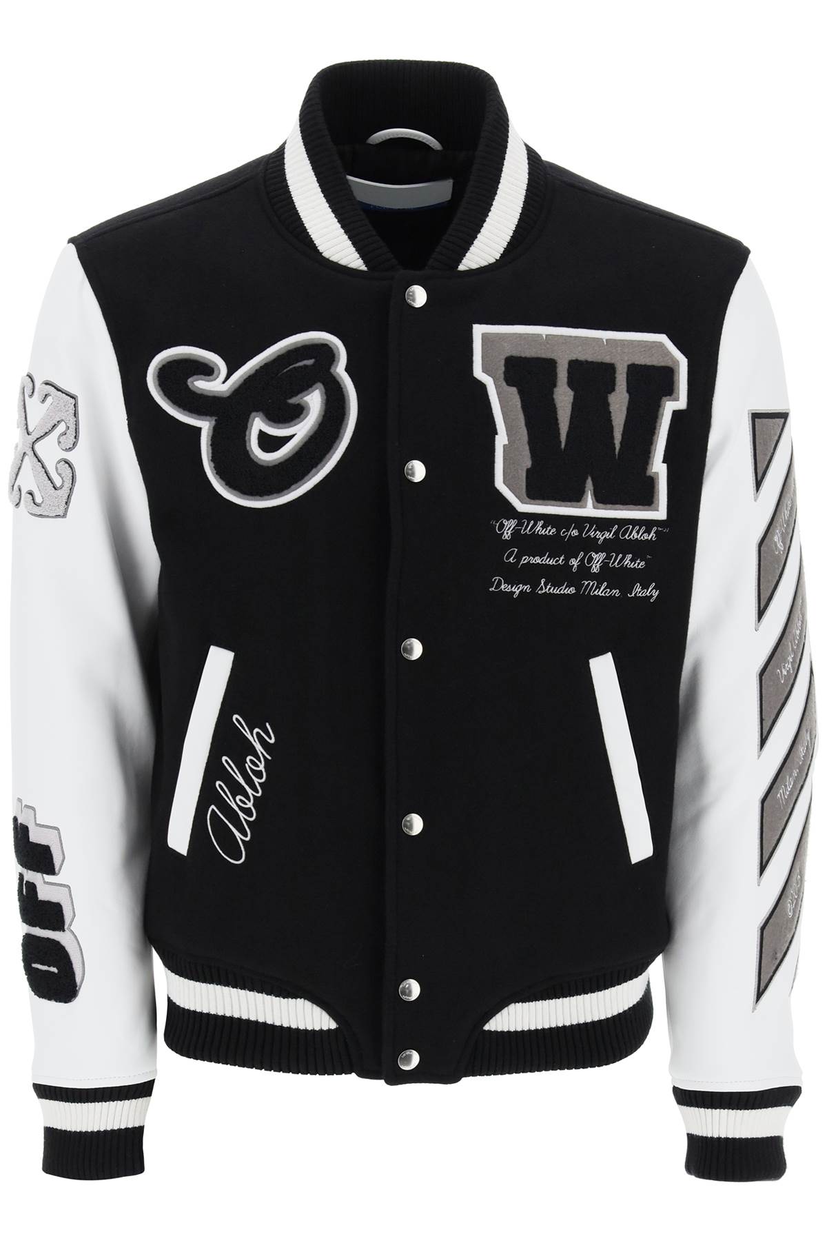 Off White Lea Varsity Bomber Jacket   White