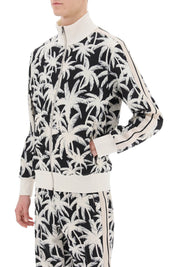 Palm Angels Zip Up Sweatshirt With Palms Print   White