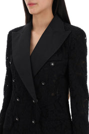 Dolce & Gabbana Turlington Double Breasted Lace Blazer   Black