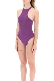 The Attico Ribbed Lycra One Piece Swims   Purple