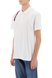 Alexander Mcqueen Harness Polo Shirt In Piqué With Selvedge Logo   White