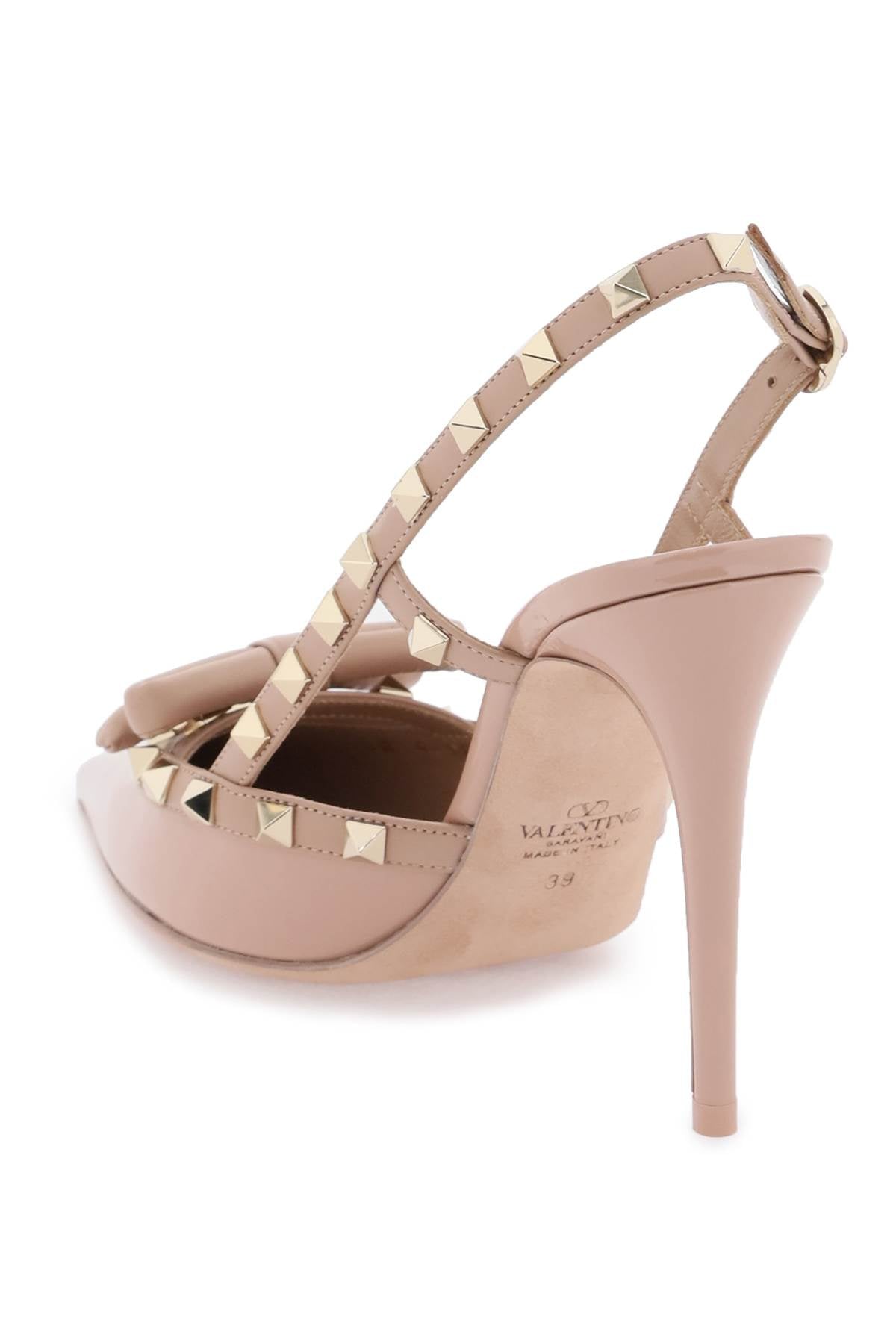 Valentino Garavani Rockstud Bow Slingback Pumps   Beige