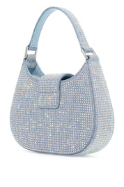 Self Portrait Mini Crescent Denim Bag With Rhinestones   Blue