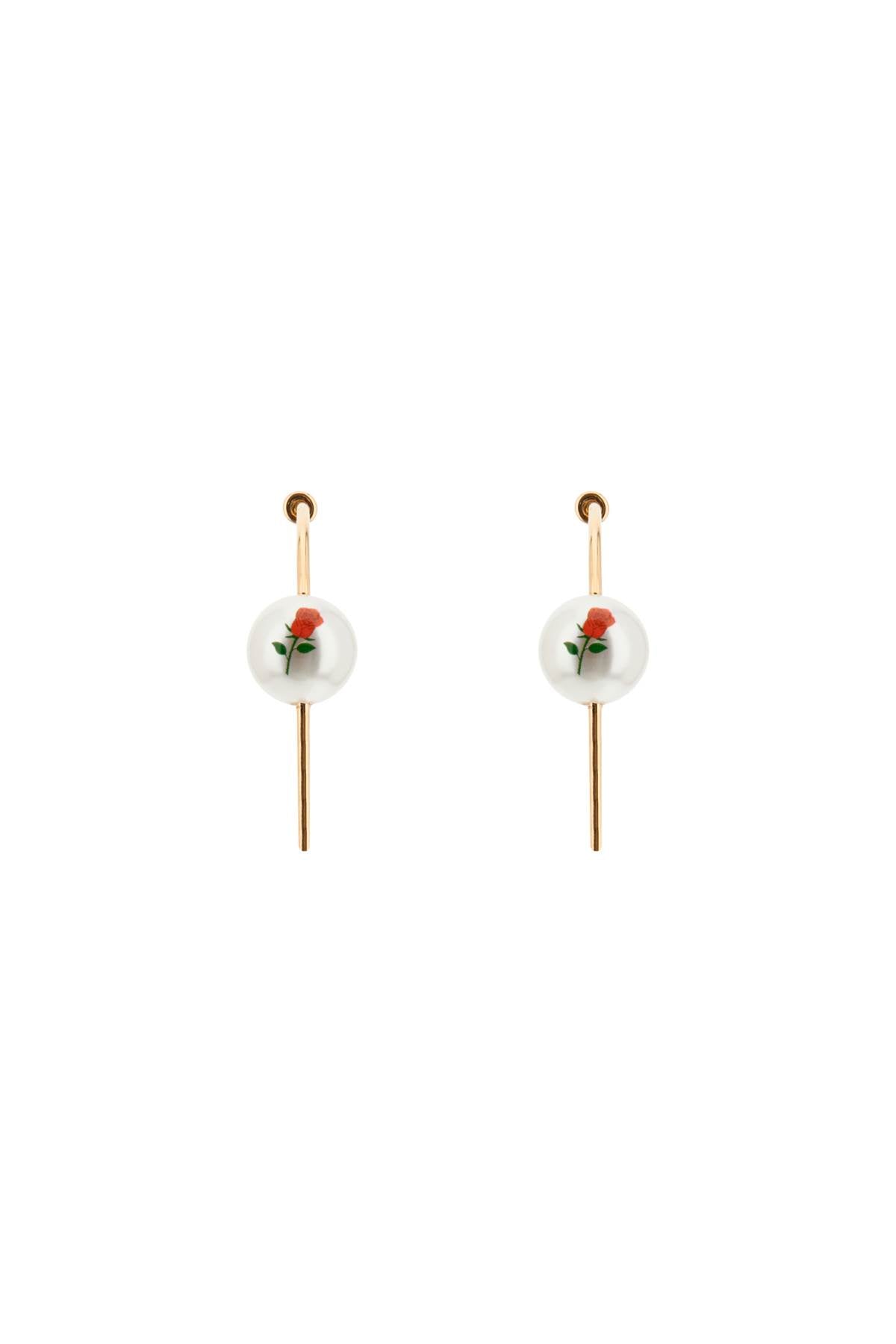 Saf Safu 'Pearl & Roses' Hoop Earrings   Gold