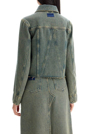 Ganni Short Overdyed Denim Jacket   Blue