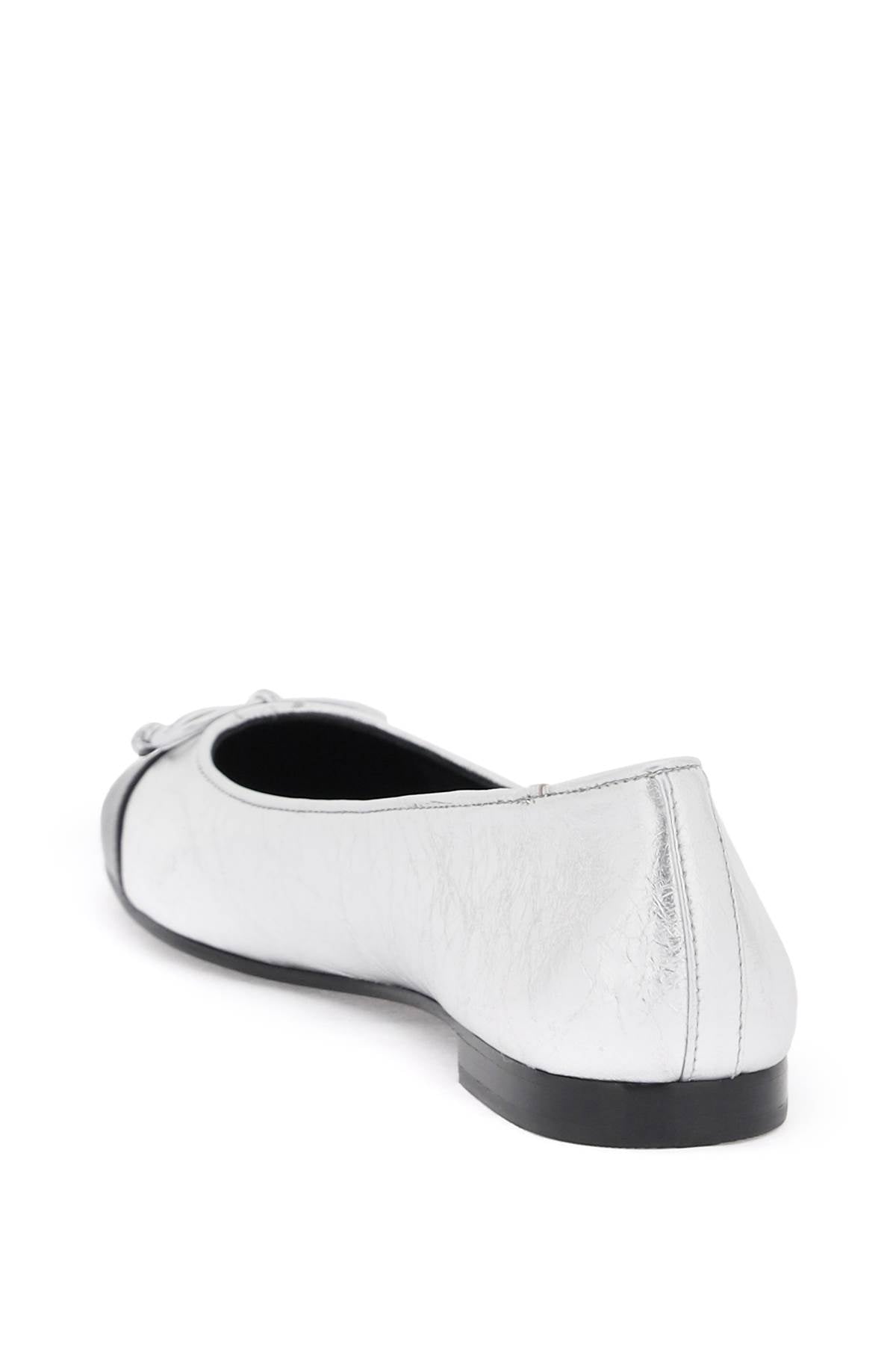 Tory Burch Laminated Ballet Flats With Contrasting Toe   Silver