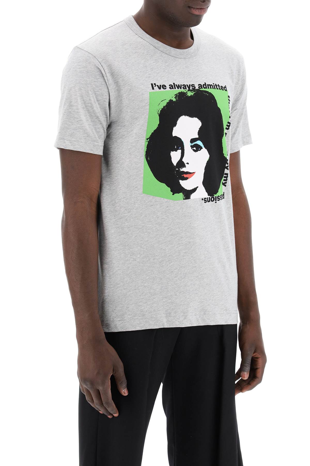 Comme Des Garcons Shirt Liz Taylor Printed T Shirt   Grey