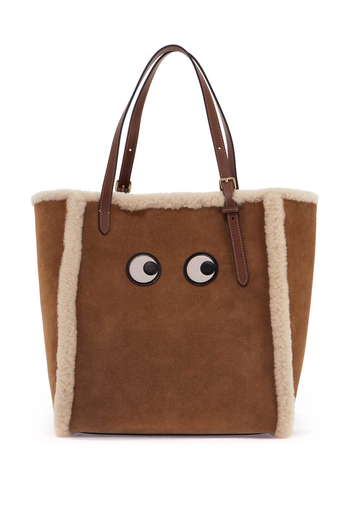 Anya Hindmarch Tote Bag With Shearling Eyes   Brown