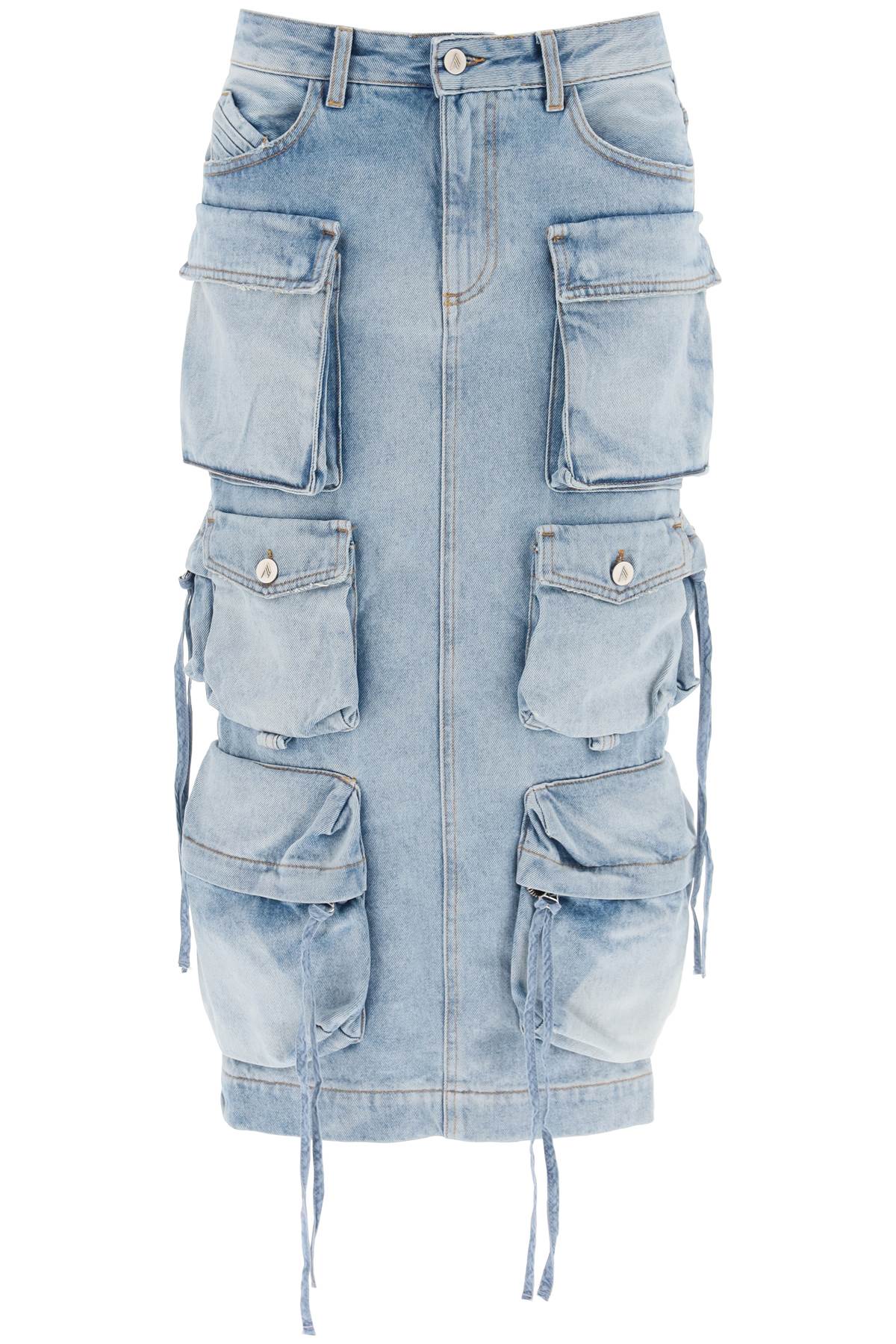 The Attico Cargo Denim Skirt   Light Blue