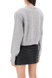 Rotate Cropped Sweater With Rhinestone Studded Logo   Grey