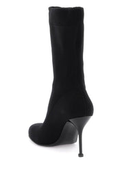 Alexander Mcqueen Knitted Ankle Boots   Black