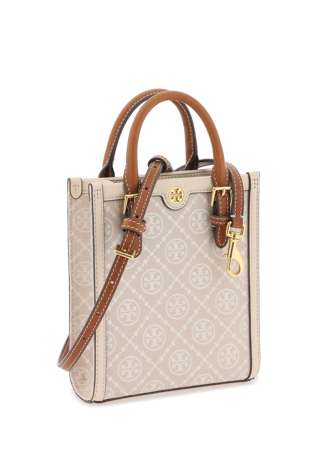 Tory Burch T Monogram Mini Tote Bag   Neutral