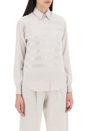 Brunello Cucinelli Replace With Double Quotecashmere Dazzling Stripe   White