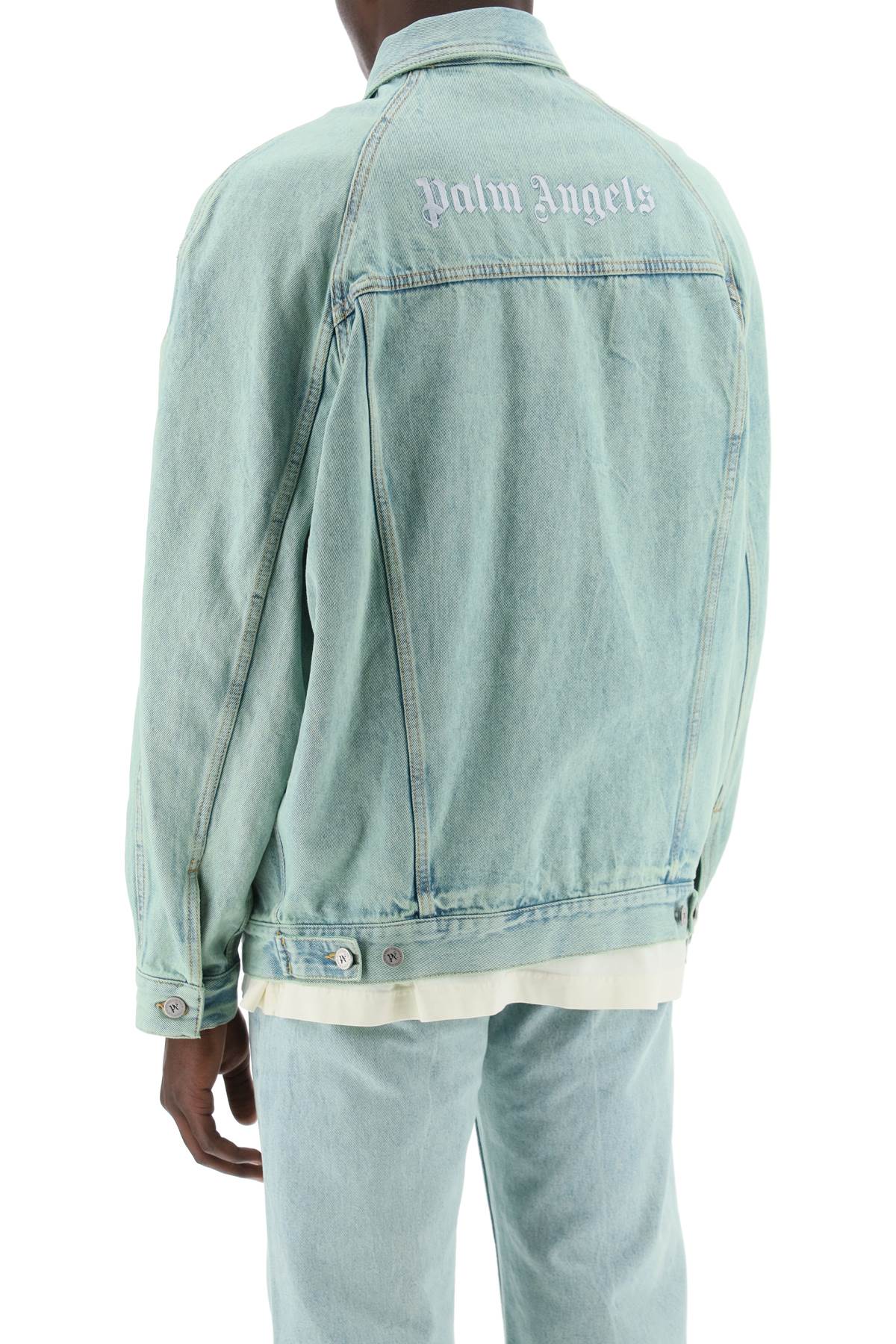 Palm Angels Replace With Double Quotedenim Overdye Jacket   Light Blue