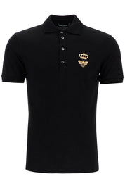 Dolce & Gabbana Slim Fit Polo Shirt With Embroidery   Black