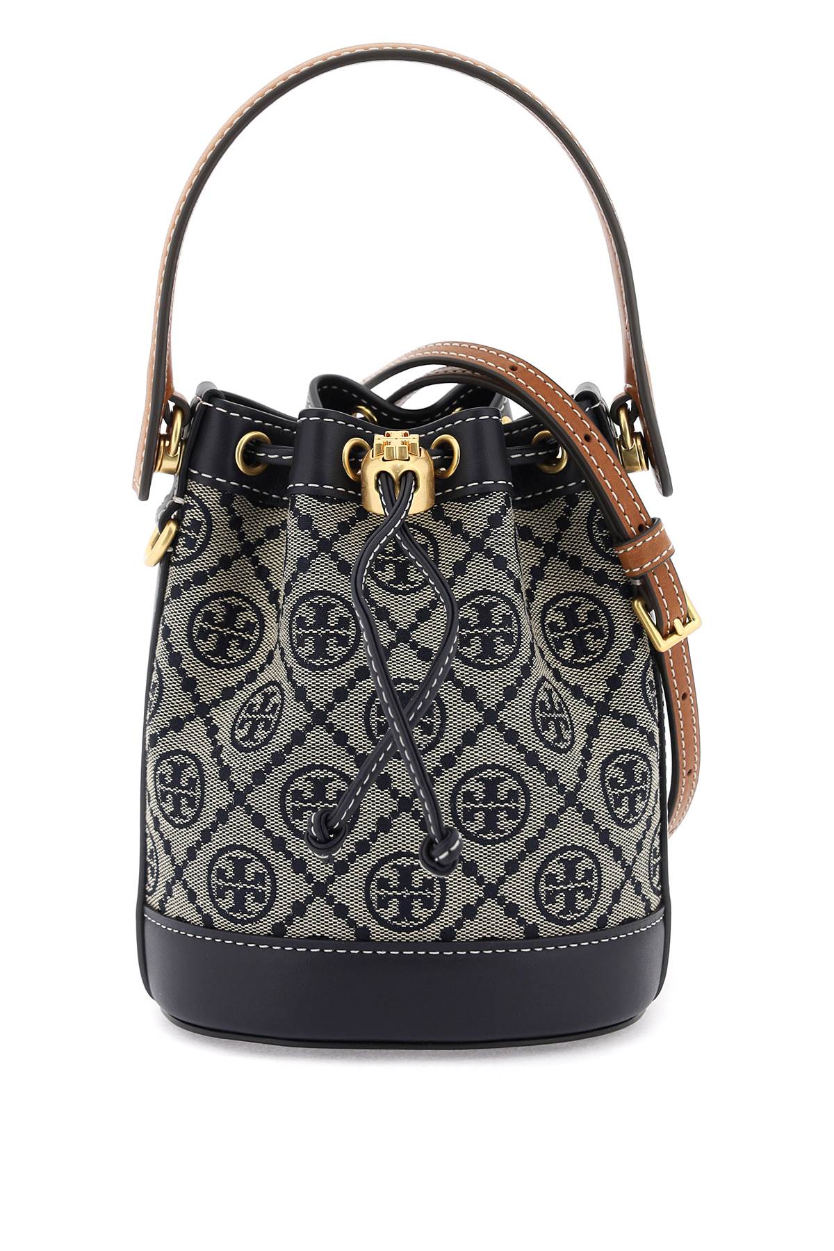 Tory Burch T Monogram Bucket Bag   Beige