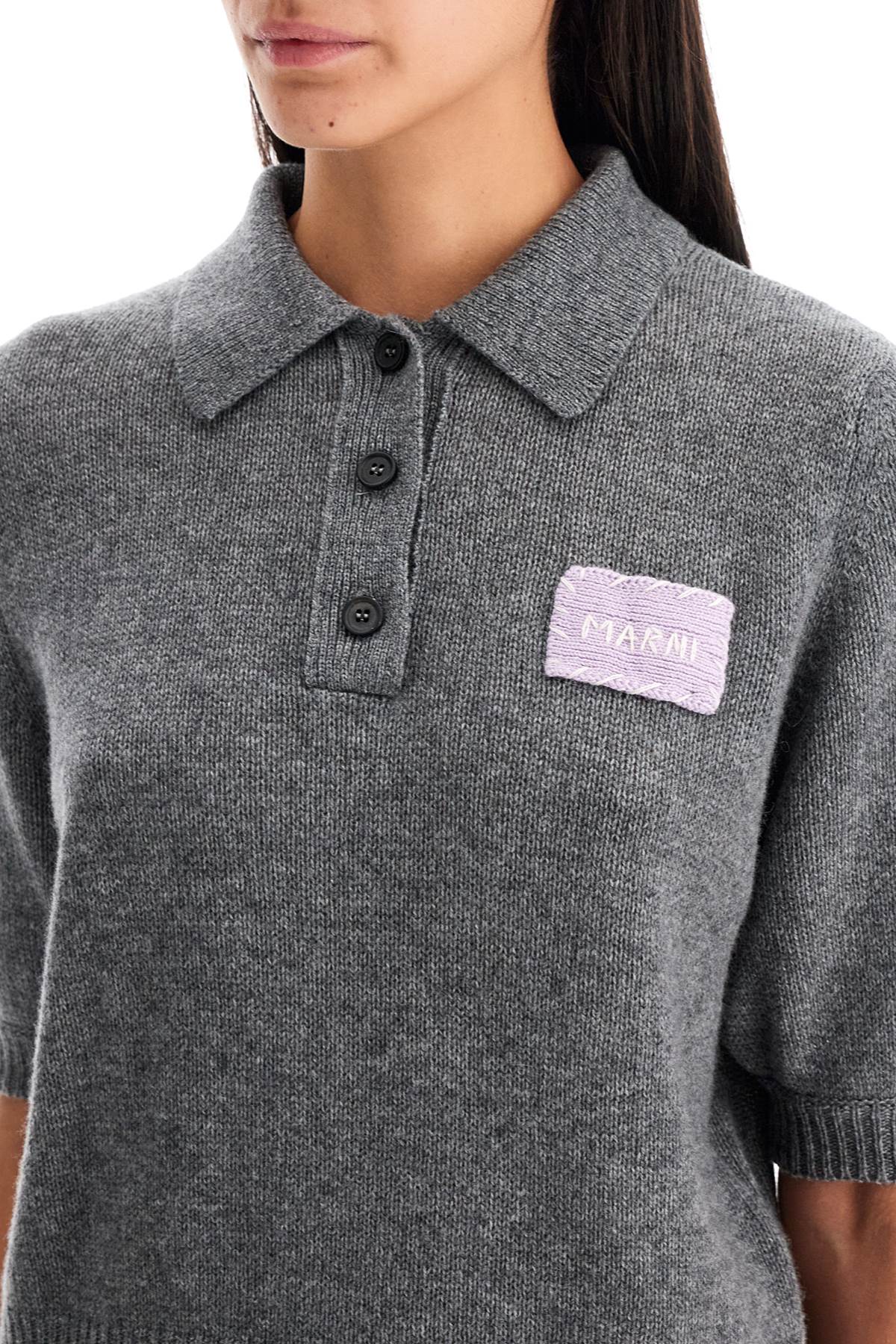 Marni Short Sleeved Cashmere Polo   Grey