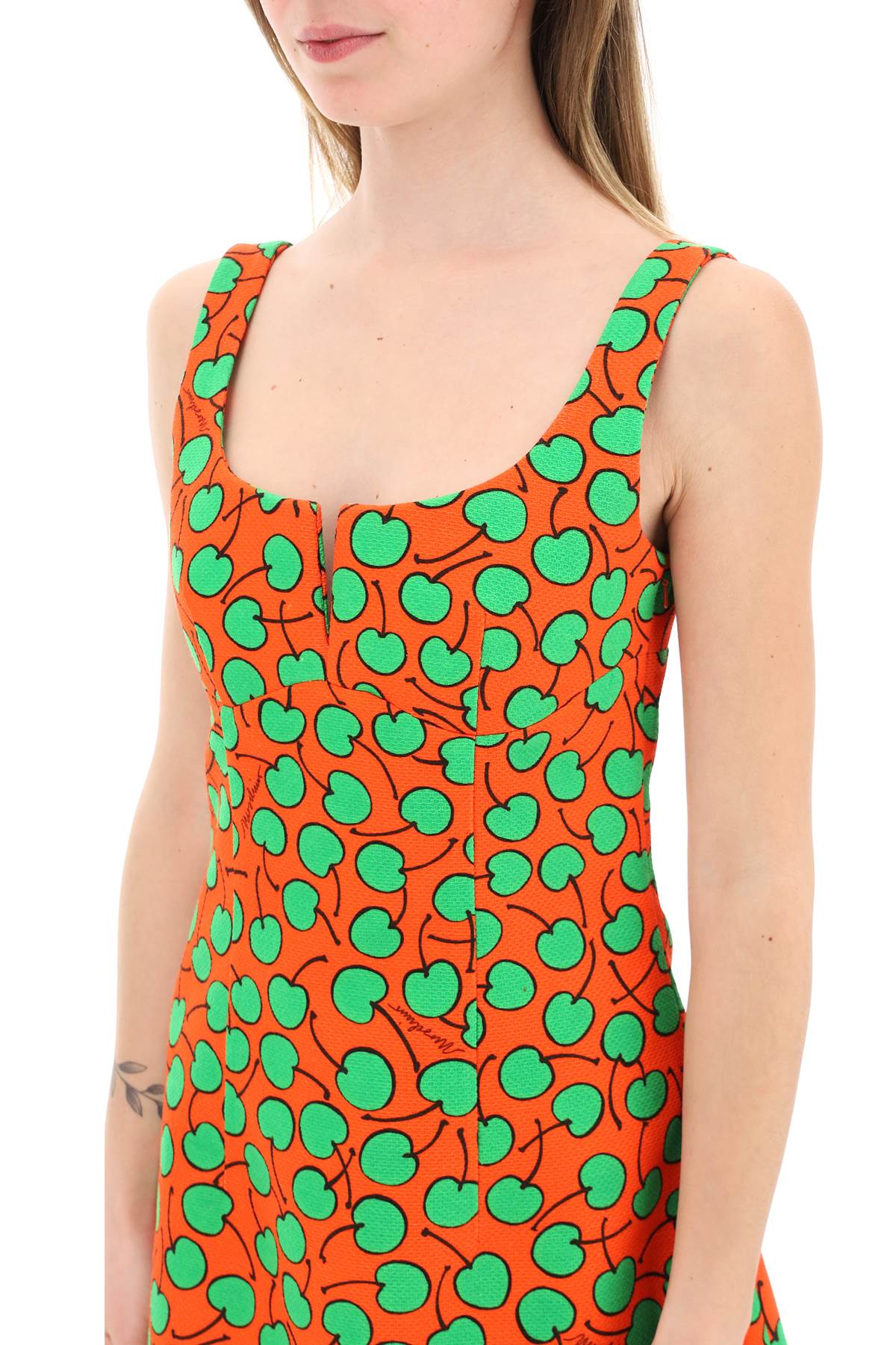 Moschino Cherry Print Short Dress   Orange