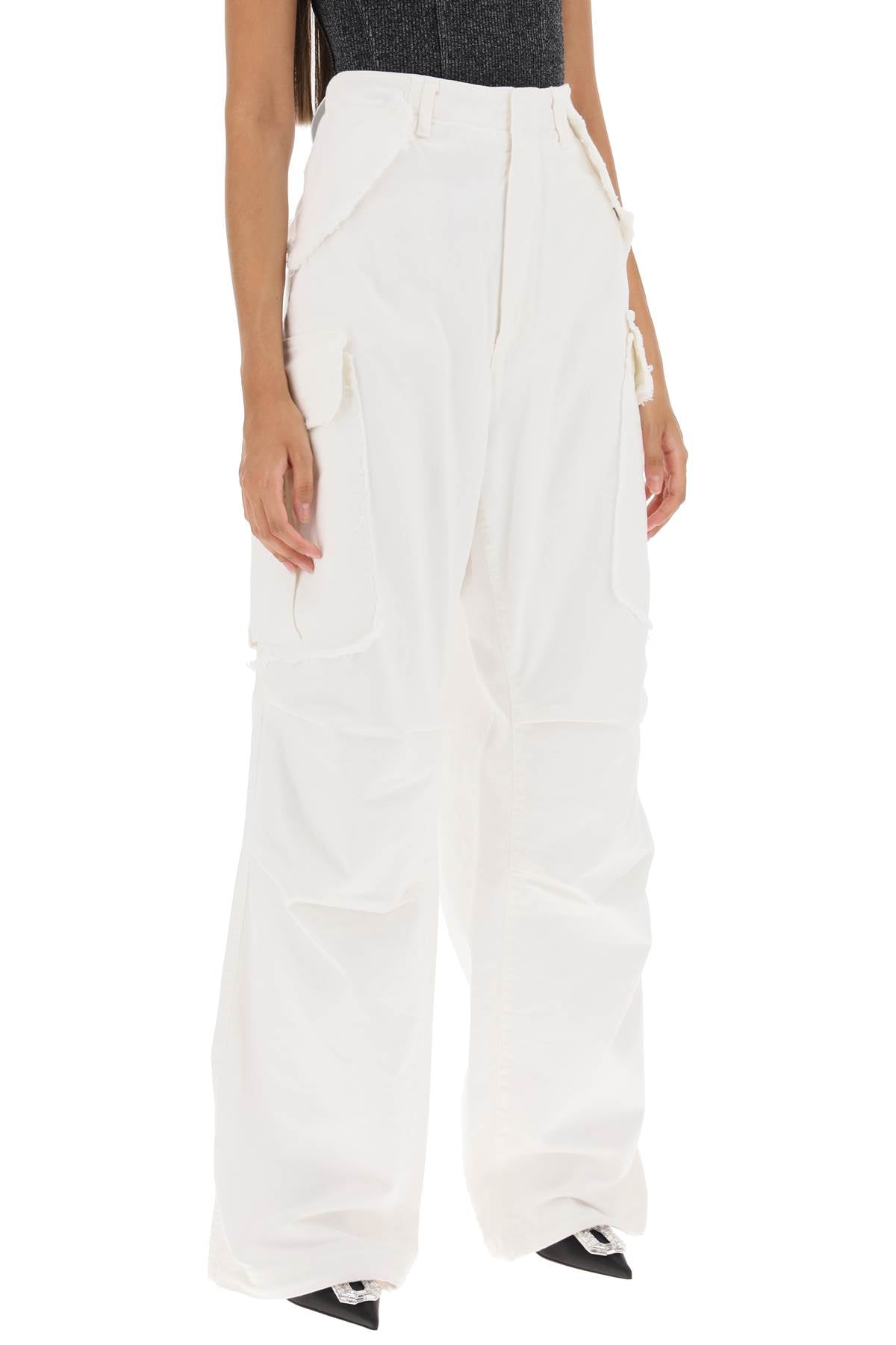 Darkpark Vivi Wide Leg Cargo Jeans   White